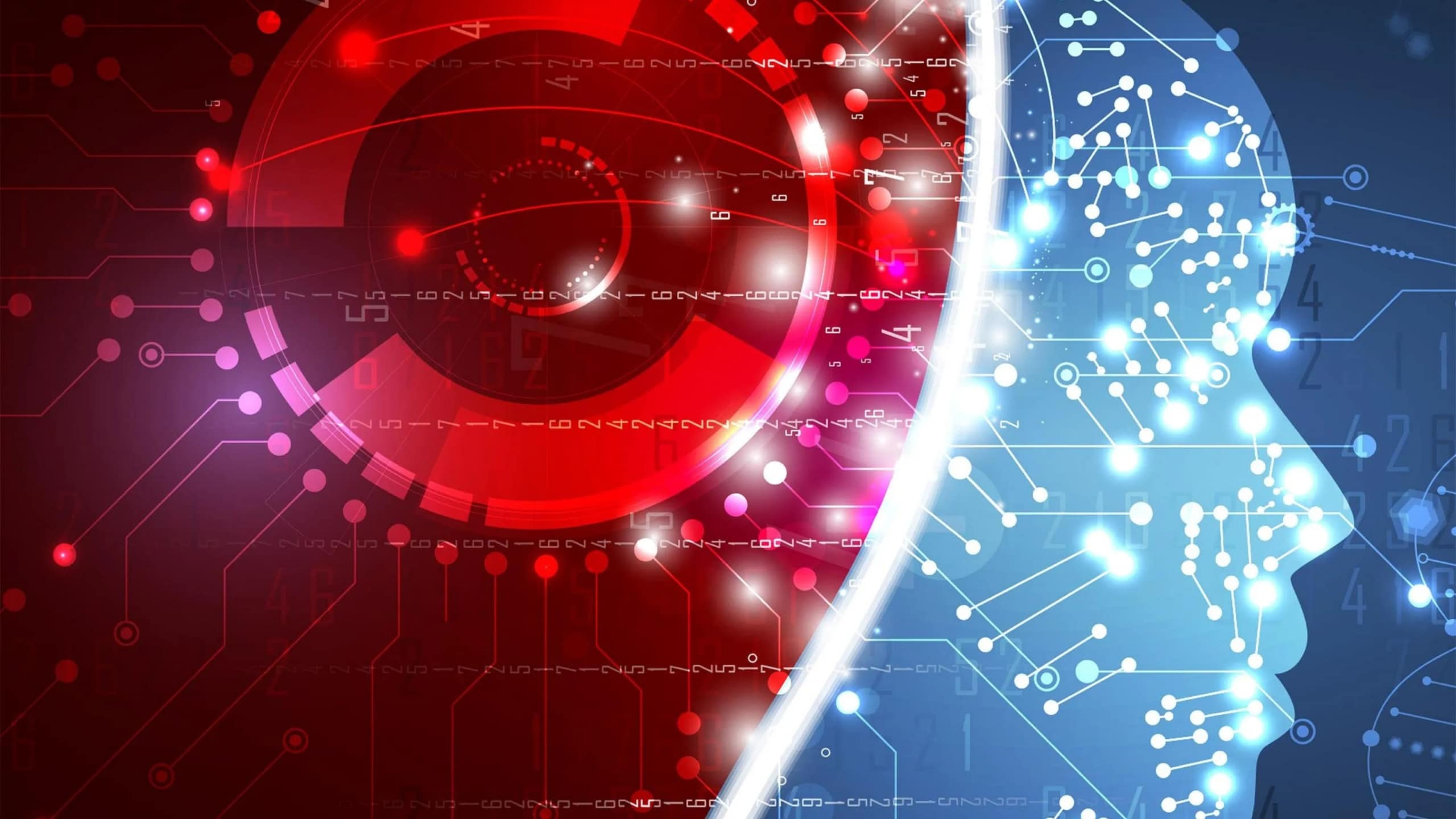 abstract digital texture, circuit board, and person profile