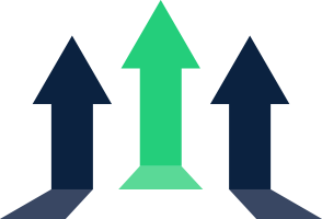 blue and green upwards pointing arrows