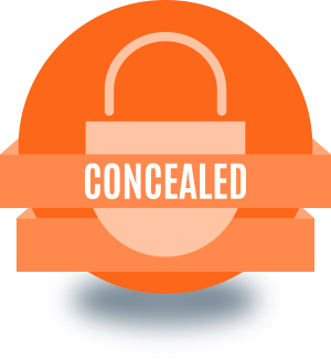 orange padlock with the word concealed on it