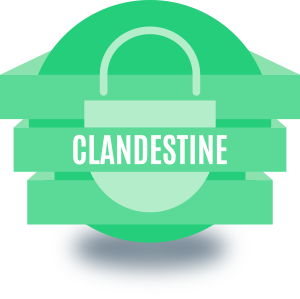 green padlock with the word clandestine on it